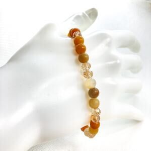 Aventurine Natural Yellow Stone Beads & Rondelle Crystals Durable Stretchy 6.5"